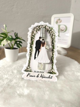 Pamuğum Atelier Kişiye Özel İsimli Gelin Damat Figürlü Düğün Kolonyası Şişesi Süsü Misafirler İçin Düğün, Nikah Hediyeliği (50 Adet)