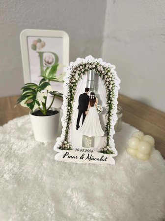 Pamuğum Atelier Kişiye Özel İsimli Gelin Damat Figürlü Düğün Kolonyası Şişesi Süsü Misafirler İçin Düğün, Nikah Hediyeliği (50 Adet)