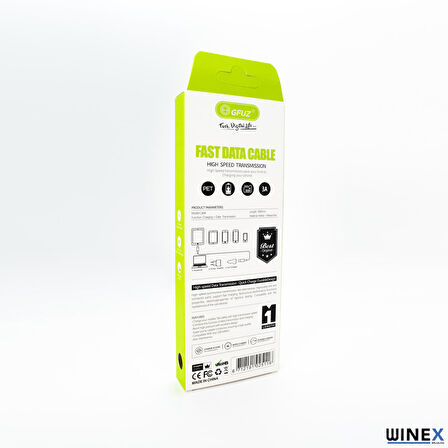 Global GFZ116 Type-C 3.0A Hızlı Şarj ve Data Kablosu 1M Siyah