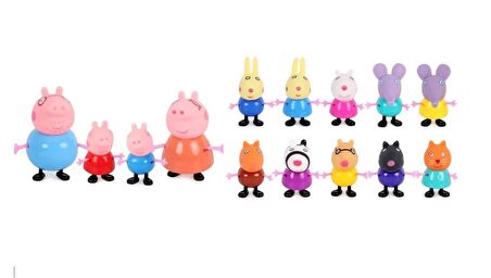 Peppa Pig 10+4 lü figür Peppa, George aile ve arkadaşlar