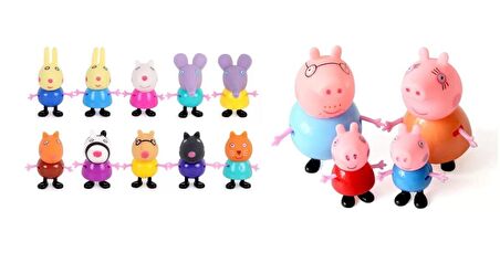 Peppa Pig 10+4 lü figür Peppa, George aile ve arkadaşlar