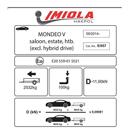 Hakpol - Ford Mondeo Estate  2014 Ve Sonrası Çeki Demiri