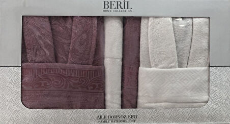 Royam Beril Pamuklu 6 Parça Aile Bornoz Seti Takımı