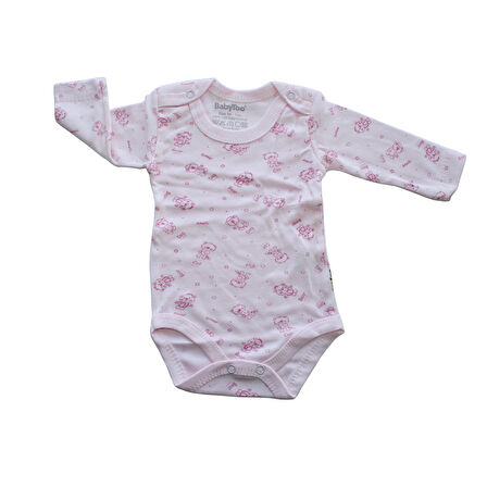 Pembe Hayvan Desenli Uzun Kollu Zıbın