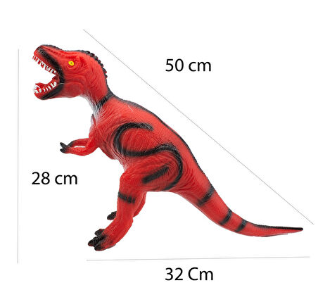 Kırmızı Renk 50 cm Işıklı Sesli T-rex Dinazor Et Dinozor