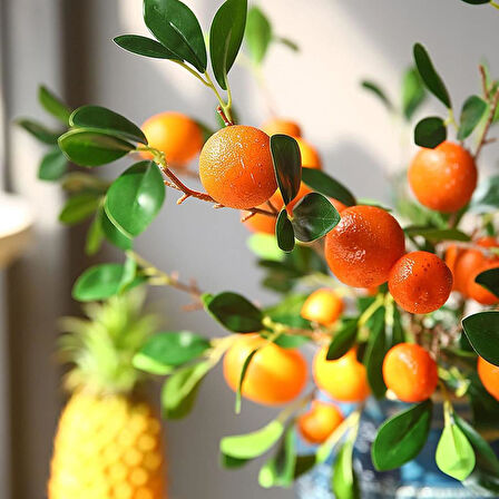 Yapay Portakal Dalı 87cm Yapay Çiçek Limon Ağacı Dalı