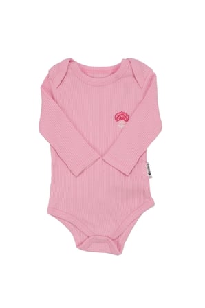 Kız Bebek Fuşya Pembe Omuzları Fırfırlı Kalp Desenli 3'lü Zıbın Set