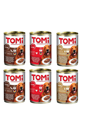 Tomi 3 Çeşit Karma  Gravy Soslu Köpek Konservesi 400 Gr. X 6 Adet
