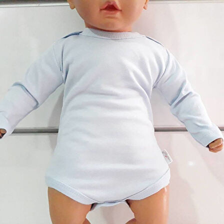 Mavi Sade Uzun Kollu Alttan Çıt-çıtlı Badi Zıbın