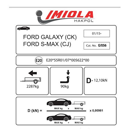 Hakpol Ford S-Max  05/2015 ve Sonrası Çeki Demiri