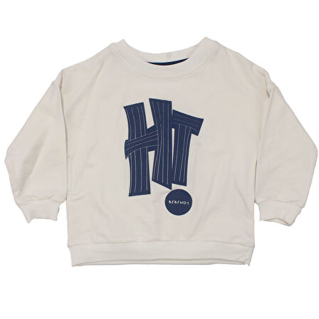 Erkek Çocuk Beyaz Mavi Hİ Baskılı Bereli 3 Lü Takım