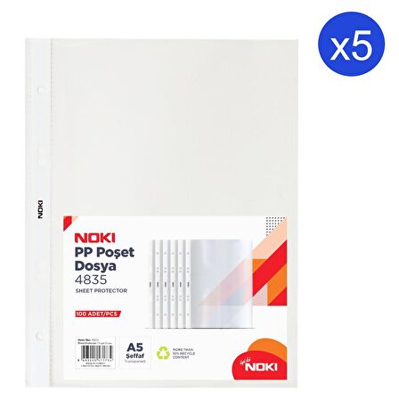 Noki Poşet Dosya A5 100 Lü Paket(4835) 5 Adet