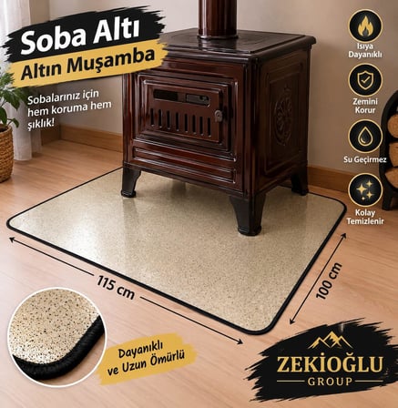 NOKTA DESENLİ Dikili Soba altı Muşamba 100 x 115 CM Isı Koruyucu Soba Altı Örtüsü