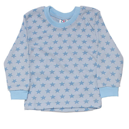 Erkek Bebek Mavi Yıldız Baskılı Çıtçıtlı Pijama Takımı