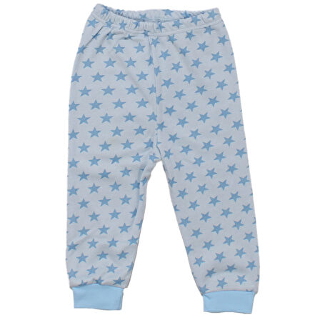 Erkek Bebek Mavi Yıldız Baskılı Çıtçıtlı Pijama Takımı