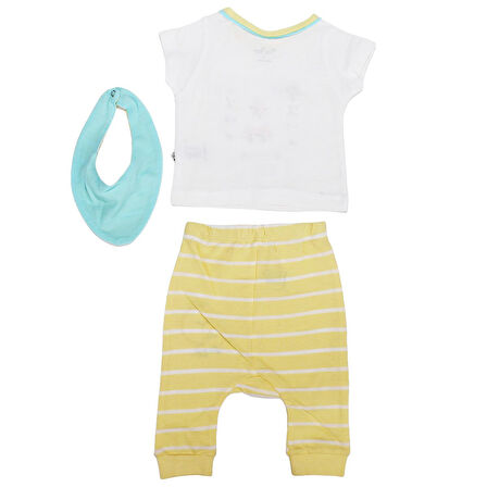 Erkek Bebek Sarı Beyaz Çizgili Tenis Clup 3'lü Takım