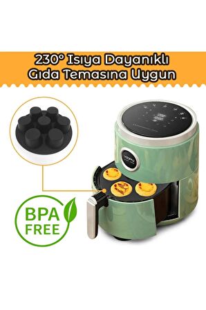 Airfryer Silikon 7'li Muffin Kek Kalıbı - Kek Ve Çörek Pişirme Kabı Silikon Kalıp Siyah - (bpa Free)