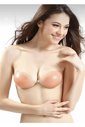 Slikonlu Sütyen Straplez Görünmez Slikon Yapılı Kadın Ten Rengi Yapışkanlı Sütyen