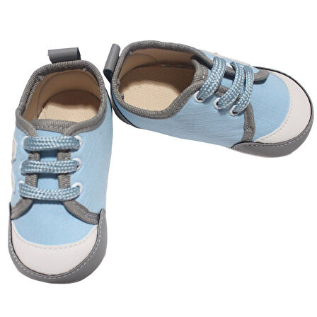 Erkek Bebek Mavi Beyaz N Nakışlı Ayakkabı