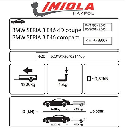 Hakpol - BMW 3 Serisi E46 4D. Coupe 1998-2005 Çeki Demiri