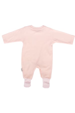 Kız Bebek Somon Sade Çıtçıtlı Kendinden Çoraplı Tulum