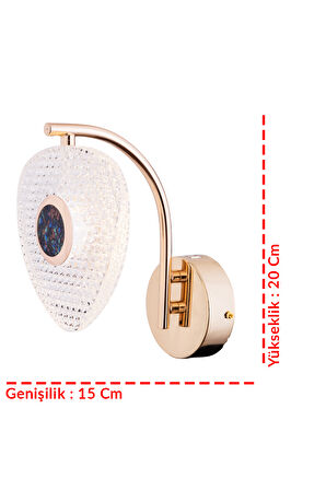 Kalbim Gold Kaplama 3 Renkli Led Aydınaltmalı Aplik