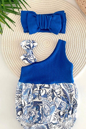 Kız Bebek Kokina Çiçeği Tek Omuz Romper Tulum