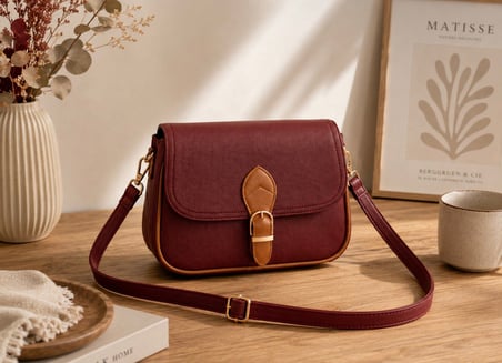 Kadın Bordo Çapraz Askılı Taba Detaylı Günlük Omuz Çantası