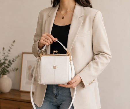 Elegance Hasır Dokulu Siyah Detaylı Kadın El & Omuz Çantası