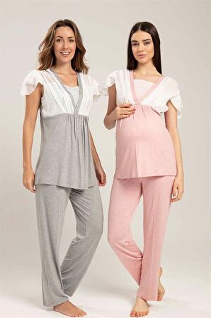 Bone Club 5214 GRİ   Hamile Lohusa Pijama Tk