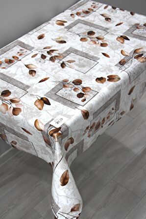 Elyaf Silinebilir Pvc Muşamba Masa Örtüsü Kahve - 1137-2-DDHOME