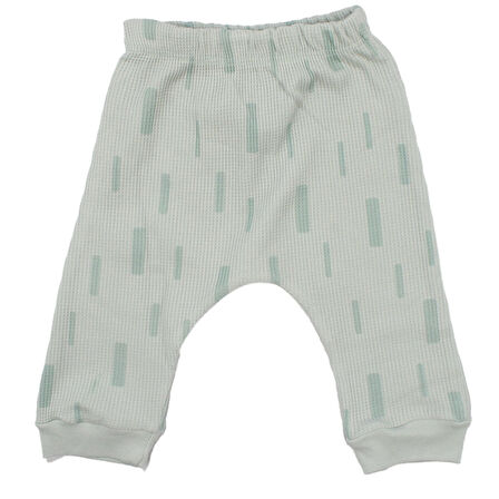 Erkek Bebek Su Yeşili Filli Nakışlı Önlüklü Waffle 3'lü Takım