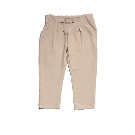 Kız Çocuk Gül Kurusu Bej Bağlamalı Pantolonlu 2 li Takım