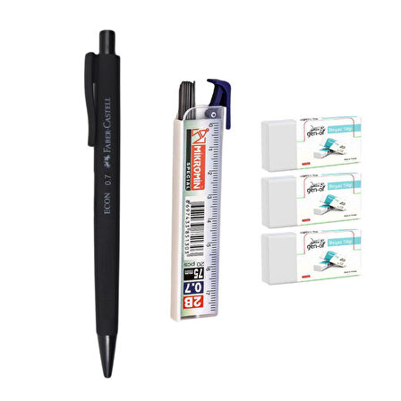 Faber-Castell Econ Urban Versatil Uçlu Kalem Seti 0.7 Mikro Kalem Ucu ve 3 Adet Silgi