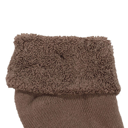 Unisex Koyu Kahve Kıvrık Hello Kaydırmaz Taban Havlu Çorap