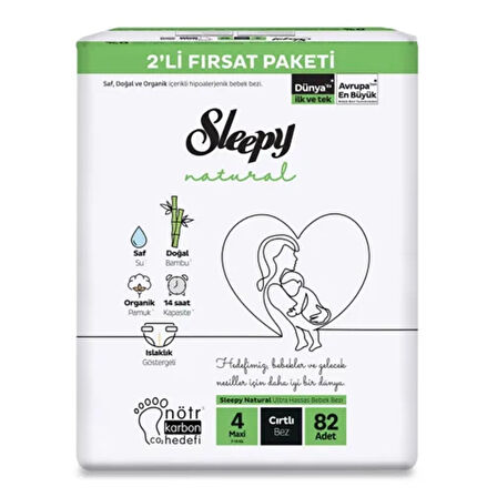 Sleepy Bebek Bezi Natural 4 Beden Maxi 7-14 Kg 82'li