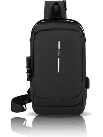 Motosiklet Bisiklet Scooter Unisex Siyah USB Kablo Yeri Çıkışlı Kilitli Suya Dayanıklı Çapraz Göğüs Omuz Çantası