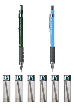 Tombow Sh-300 Grip Mekanik Kurşun Kalem 0.7mm Koyu Yeşil Mavi Tombow Mono Lead 07 Uç Hediye 6 Adet