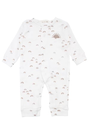 Unisex Beyaz Gökkuşağı Baskılı Tulum 0-3 Ay