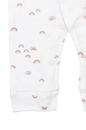 Unisex Beyaz Gökkuşağı Baskılı Tulum 0-3 Ay