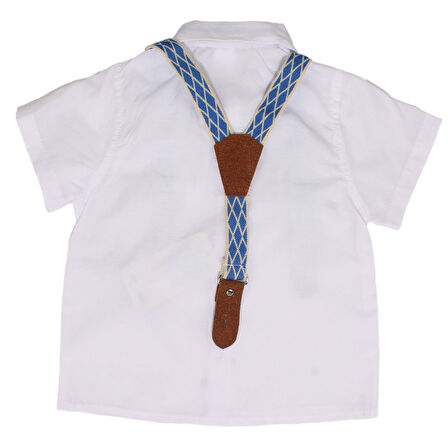 Erkek Çocuk Beyaz Gömlekli Yeşil Şortlu Papyonlu Takım