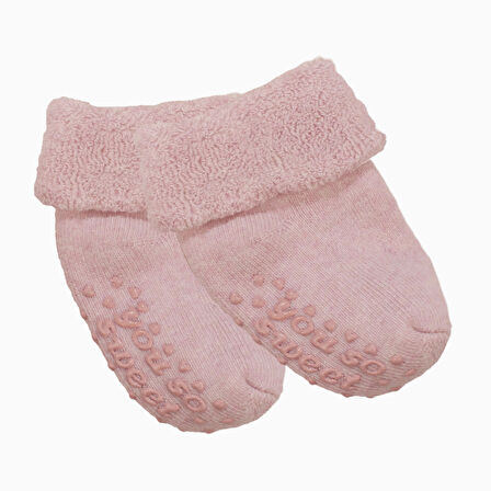 Unisex Pudra Kıvrık Sweet Kaydırmaz Taban Havlu Çorap