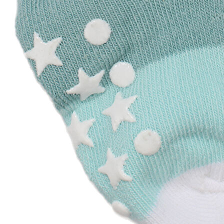 Erkek Bebek Yeşil Yıldız Desenli Kaydırmaz Taban Çorap