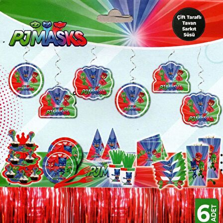 Pjmasks (Pijamaskeliler) Temalı Asmalı 6lı Tavan Süsü-2