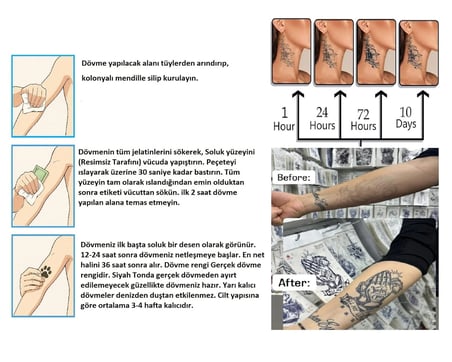 Minimal 5 mm Yarı Kalıcı Geçici Dövme 4 Adet Birden Aylık Mini Set 28