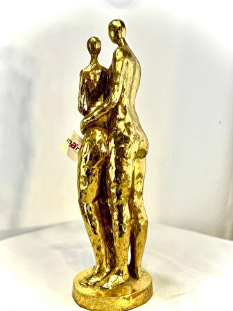 Biev Çiftli Dekoratif Gold Biblo 14*14*48 cm
