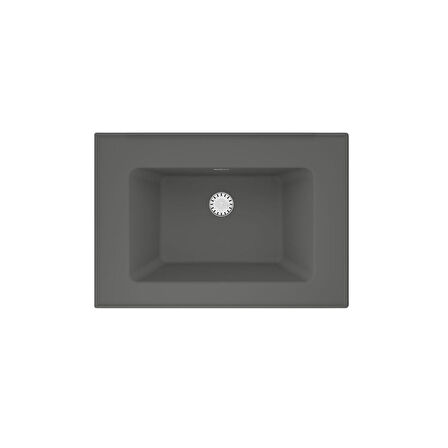 Real Stone ZENITH 65 Etajerli Gri Granit Banyo Lavabosu 65x45