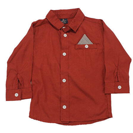 Erkek Çocuk Kiremit Cebi Mendilli Gömlekli 2'li Takım