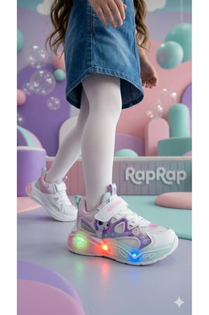 Pembe Unicorn Desenli Işıklı Yarı Ortopedik Spor Ayakkabı