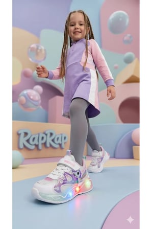 Pembe Unicorn Desenli Işıklı Yarı Ortopedik Spor Ayakkabı
